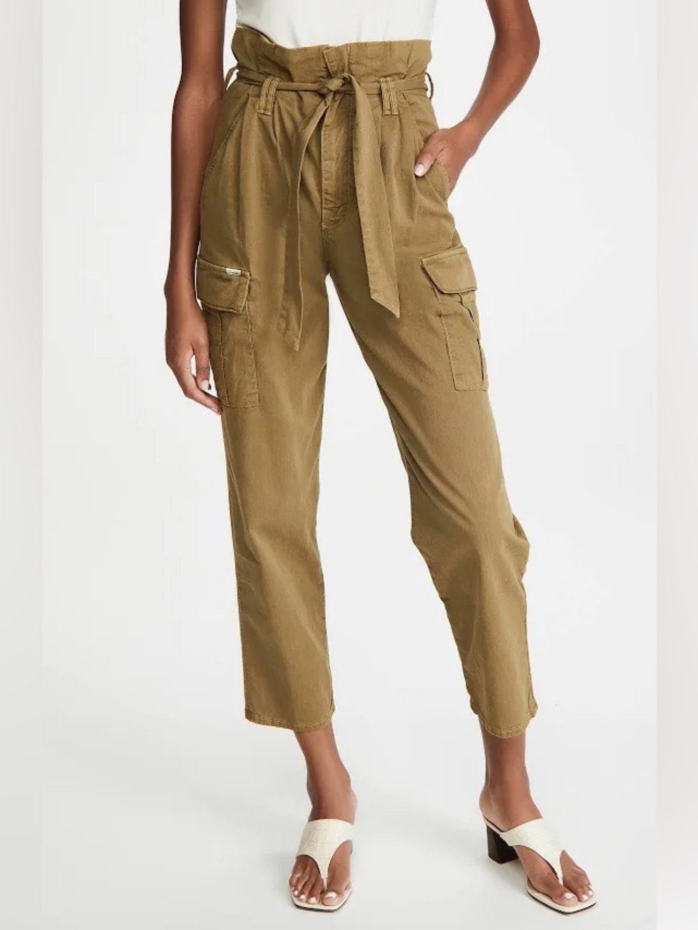 MOTHER | Women’s Brown Greaser Paperbag Pleated Belted Cargo Ankle Pants Size 26